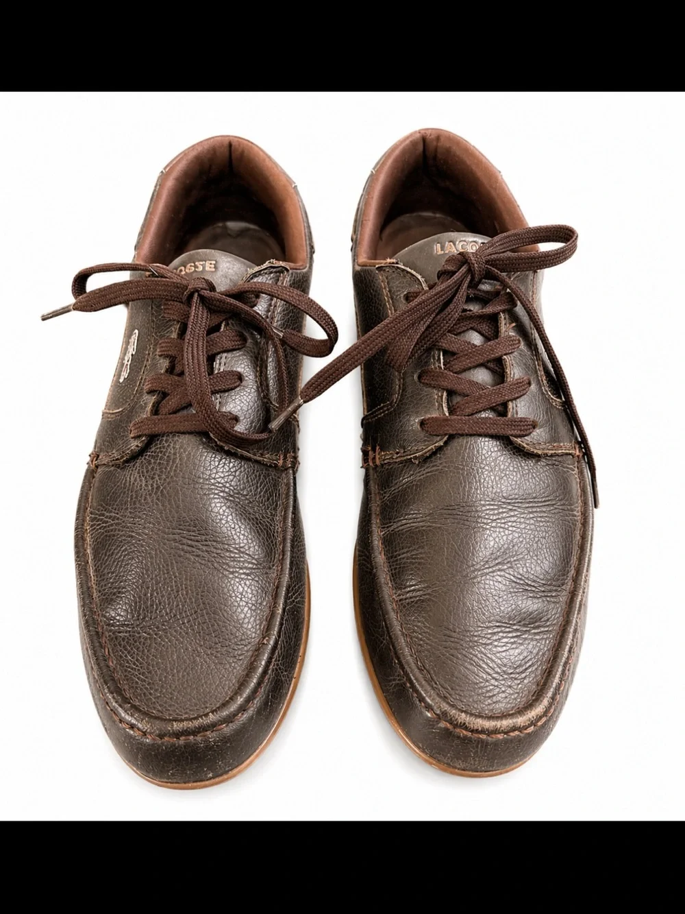Lacoste Dreyfus Brown Leather Boat Shoes Sneakers Men’s 11.5 EU 45